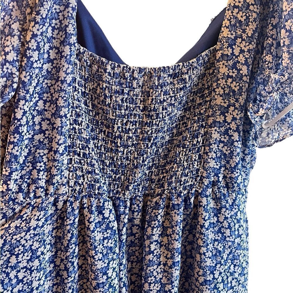 B. Darlin Puff Sleeve Sweetheart Tie Neck Floral Dress Size 11/12 - Picture 4 of 6